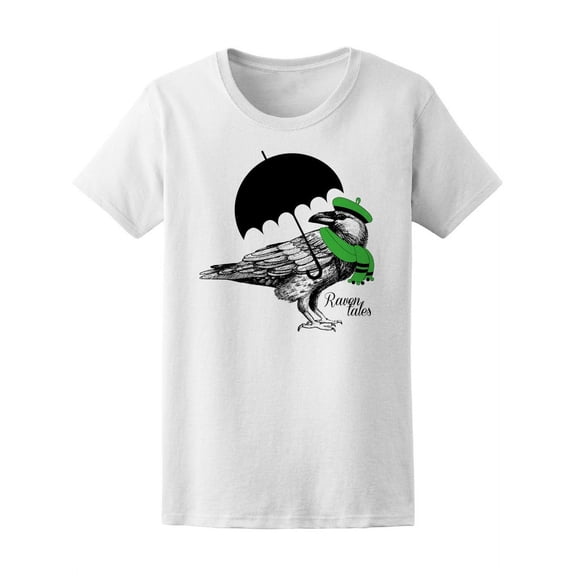 Cute Funny Raven With Clothes T-Shirt Women -Image by Shutterstock, Female XX-Large