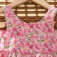 thumbnail image 2 of KONDYS Girls Summer Dress Kids Sleeveless Floral Skirt Bow Cute Sweet Suspender With Hat Casual Loose Flowy Tiered Dresses for 18-24M, 2 of 4