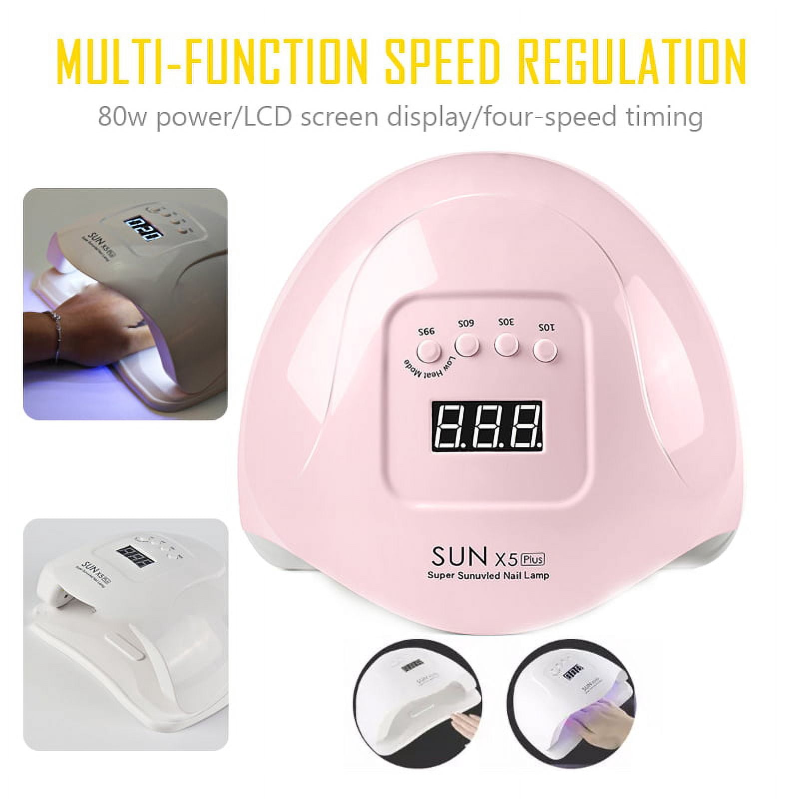 UV LED Nail Lamp,Nail Dryer LED UV Nail Light for Gels Polishes with Sensor 4 Timer PENGXIANG 80W SUN5 （Pink）