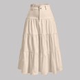 thumbnail image 5 of RFQWOVSR Women High Waist A-Line Midi Skirt Solid Color Elegant Basic Pull On Elastic Waist Lightweight Summer Casual L, 5 of 6