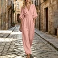 thumbnail image 5 of YanHoo Plus Size Jumpsuit for Women Half Sleeve V Neck Jumpsuits Wide Leg Pants Rompers with Pockets, 5 of 8