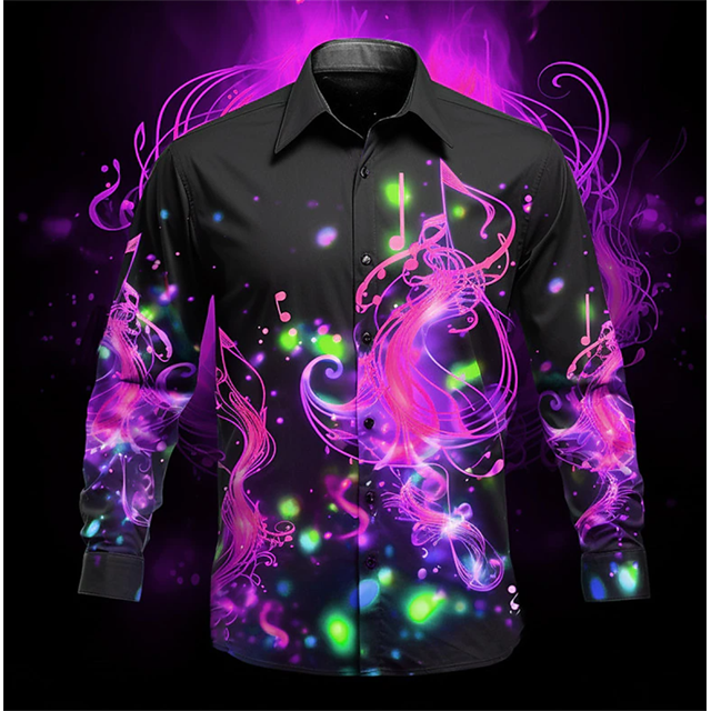 Camisa informal de moda de subcultura de arte geométrico para hombre, camisa de manga larga con solapa para fiesta callejera Vaion primavera verano 2024, nuevo estilo
