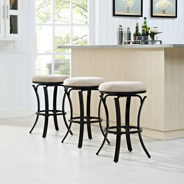 Hedley Swivel Counter Stool in Black Gold with Tan Cushion
