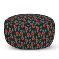 thumbnail image 1 of Vine Pouf Cover with Zipper, Simple Summer Blossoms on Leafy Stems Foliage with Dark Backdrop, Soft Decorative Fabric Unstuffed Case, 30" W X 17.3" L, Charcoal Grey Vermilion, by Ambesonne, 1 of 5