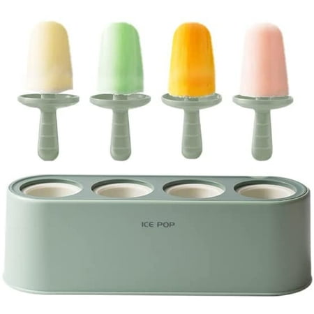 

Popsicle Mold with 4 Pops Silicone Ice Cream Molds Reusable Ice Pop Makers Easy Release Popsicle Tray for DIY Ice Cream Homemade Ice Pop Molds