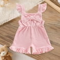 thumbnail image 2 of CAICJ98 Toddler Baby Summer Clothes Cute Bow Sleeveless Romper Striped One Piece Jumpsuit Shorts Overalls Outfits (12-18 Months,Red), 2 of 7