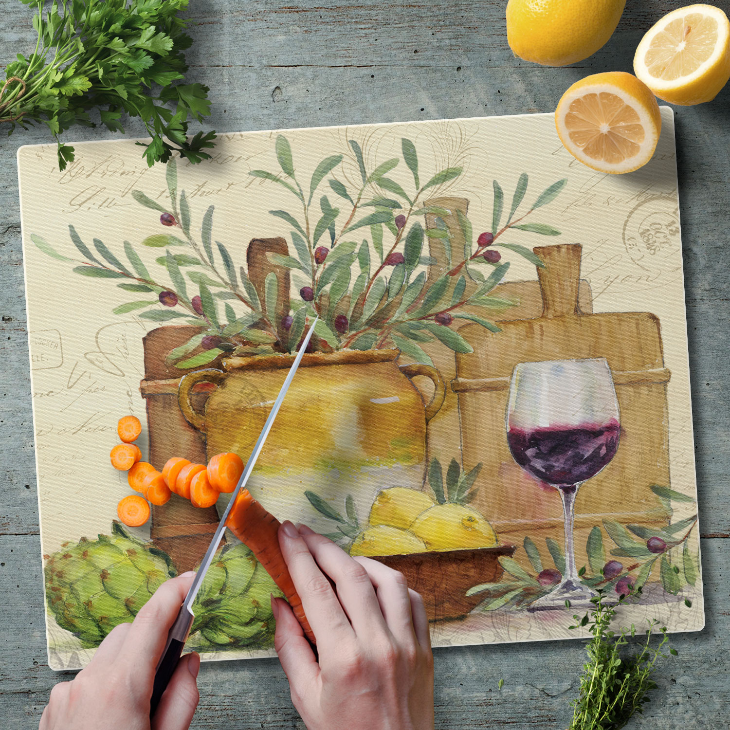 CounterArt Rustic Wine 3mm Tempered Glass Cutting Board 15" x 12"
