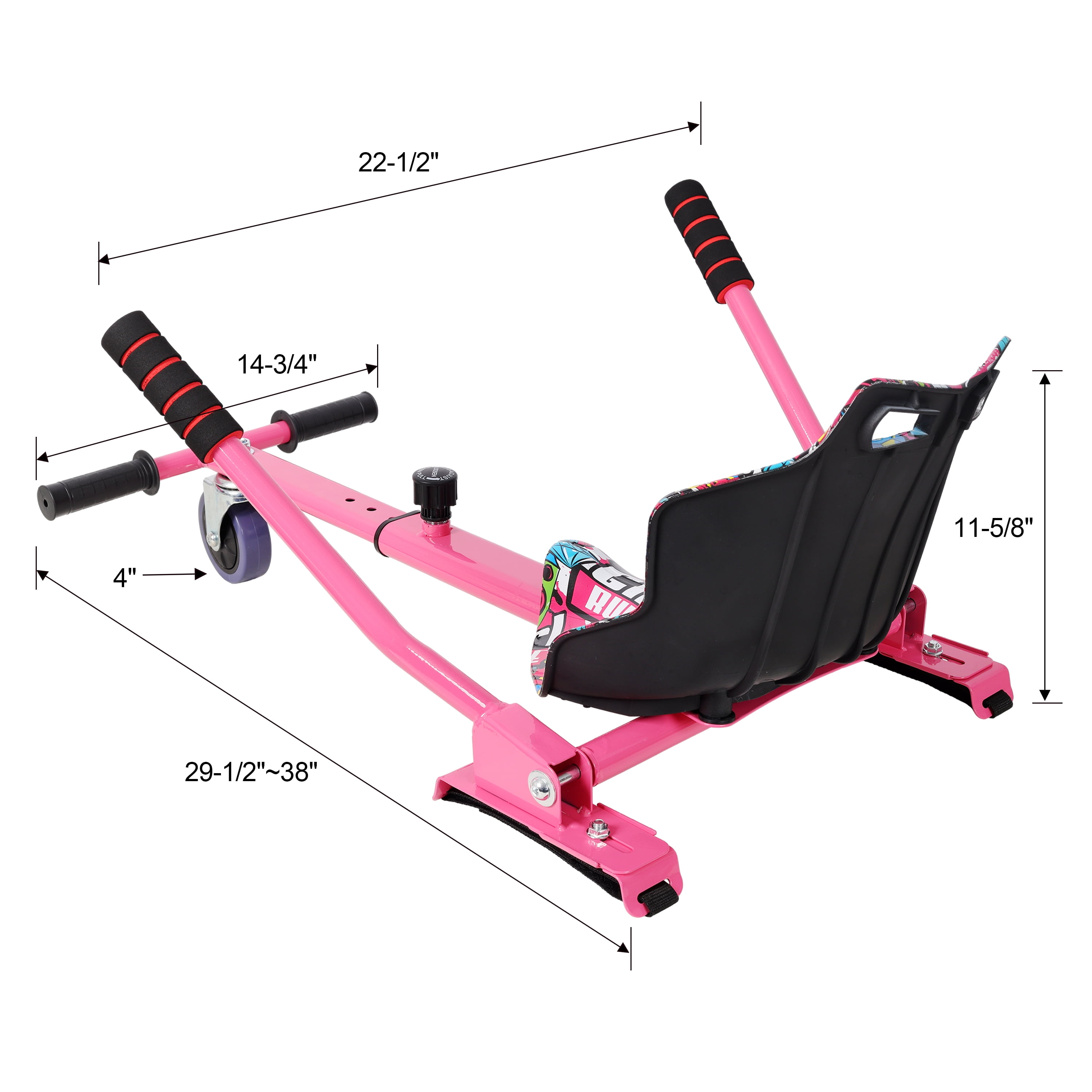 Hoverboard Seat Attachment Go-Kart, Fits 6.5" 8"10" Hoverboards, Sturdy Adjustable Off-Road Frame, Hover Cart for Family Fun, Not Include Hoverboard, Pink