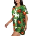 thumbnail image 2 of Lsque Palm Leaves And Tropical Flowers Women's Short-Sleeved Pajama Set - 2 Piece Soft and Lightweight Sleepwear Set-3X-Large, 2 of 9
