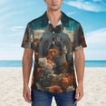 thumbnail image 2 of Fuzoiu Astronaut Flower Field Print Hawaiian Shirt for Men, Summer Beach Casual Short Sleeve Button Down Shirts, Men’s Beach Summer Shirts with Pocket,Large, 2 of 7