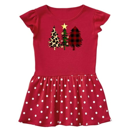 

Inktastic Three Christmas Trees in Plaid and Leopard Print Gift Baby Girl Dress