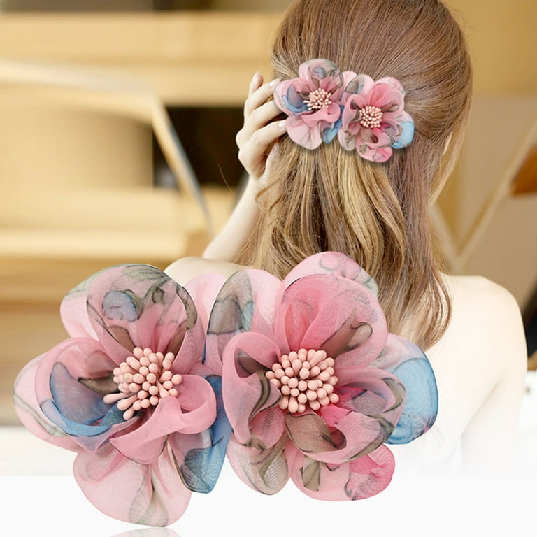 Leaveforme Non-Slip Luxury Elegant Girl Hair Pin Yarn Flower Decor Spring  Hair Clip Hair Accessories