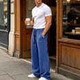 thumbnail image 2 of Cekizud Big and Tall Mens Sweatpants Elastic High Waist Textured Wide Leg Sweatpants Casual Straight Trousers, M-5XL, 2 of 9