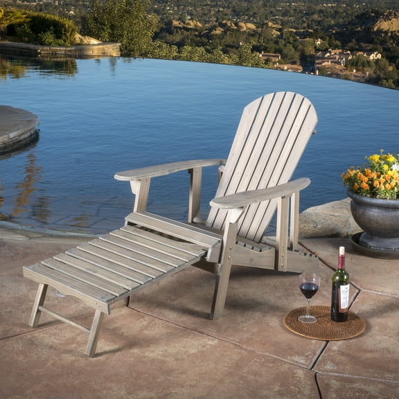 Katherine Outdoor Reclining Wood Adirondack Chair with Footrestst