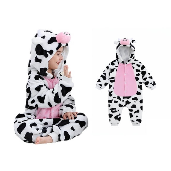 Teen Boys Costumes Cow Costume Animal Costume Unisex Long Sleeve Button down Jumpsuit Girls Dress up Clothes Halloween Costumes for Boys 10-12 Years