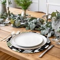 thumbnail image 2 of Sage Green Black Geometric Round 13 Inch Placemats Set of 8, Modern Abstract Art Block HeatResistant Non Slip Place Mats for Dining Table, Wipeable Braided Kitchen Table Mats for Housewarming, 2 of 9