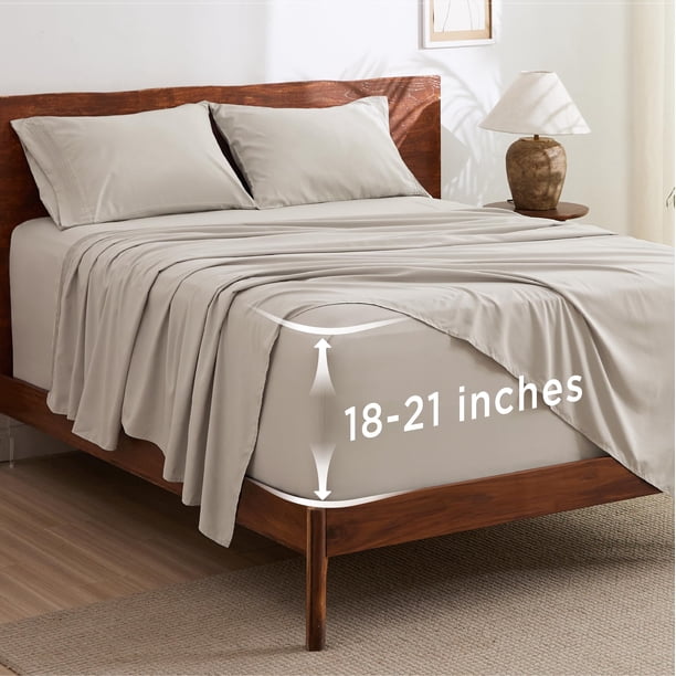 Juego de sábanas Bedsure Queen, 4 piezas, bolsillo profundo, 53 cm, para colchón