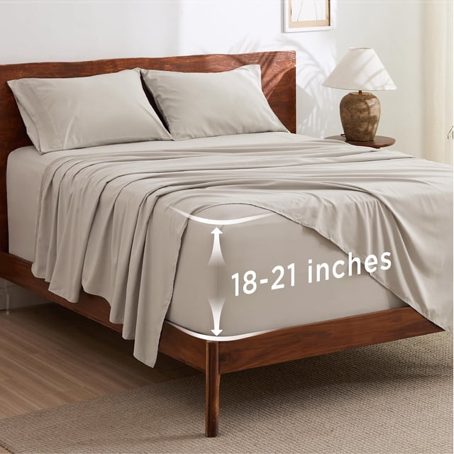 Juego de sábanas Bedsure Queen, 4 piezas, bolsillo profundo, 53 cm, para colchón
