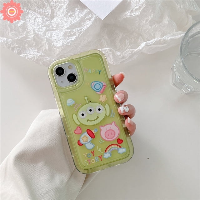 Funda De Teléfono Linda Toy Story Alien Buzz Lightyear Compatible Con iPhone 11 13 12 Pro MAX 14 XR 7plus 7 8 6 6S Plus X XS Airbag A Prueba De Golpes Pegatina De Dibujos Animados Transparente Cubiert Gao Jiahui unisex