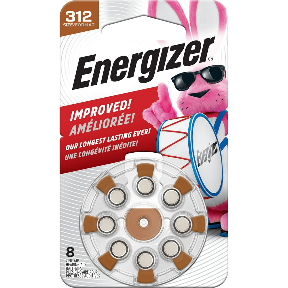 Energizer Hearing Aid Batteries Size 312, Brown Tab, 8 Pack Walmart