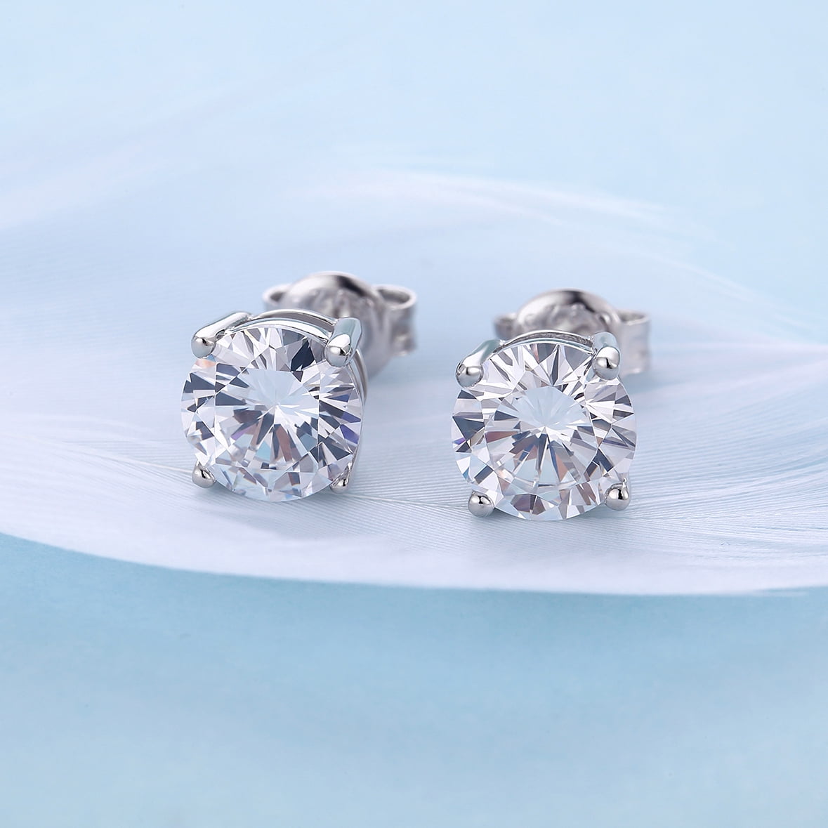 Men Earrings Silver Diamond Earrings for Men Women Stud Earrings Sterling Silver Earrings Hypoallergenic Earrings Studs White Gold Cubic Zirconia Stud Earrings Mens Diamond Earrings 6mm