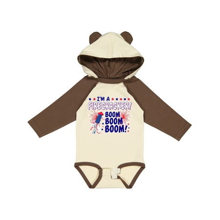 

Inktastic Im a Firecracker Boom Boom Boom with Stars and Rocket Gift Baby Boy or Baby Girl Long Sleeve Bodysuit