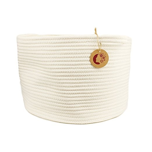 off white 15/"x10/",large cotton rope storage baskets with handles