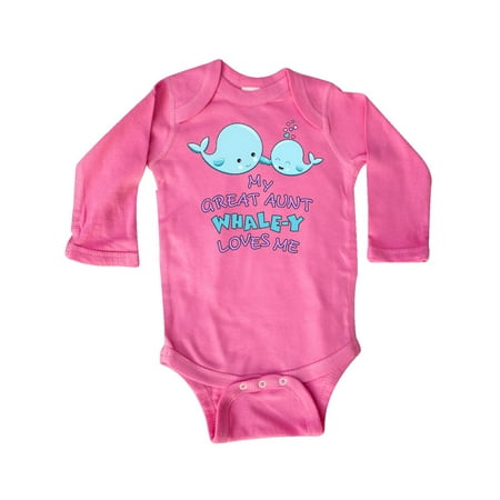 

Inktastic My Great Aunt Whale-y Loves Me Gift Baby Boy or Baby Girl Long Sleeve Bodysuit