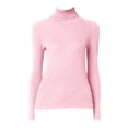 thumbnail image 2 of Pink Sweatshirt for Women's Ribbed Slim Fit Lightweight Long Sleeve Turtleneck Sweater Women Fall Clothes, 2 of 4
