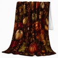 thumbnail image 2 of Autumn Harvest Pumpkin Patch Twisting Vines Berries Rustic, Rustic Botanical Portrait, Warm Flannel Blanket for Sunroom and Reading Nook, Garden Lovers Thanksgiving Gift, Rustic Home Decor, 2 of 9