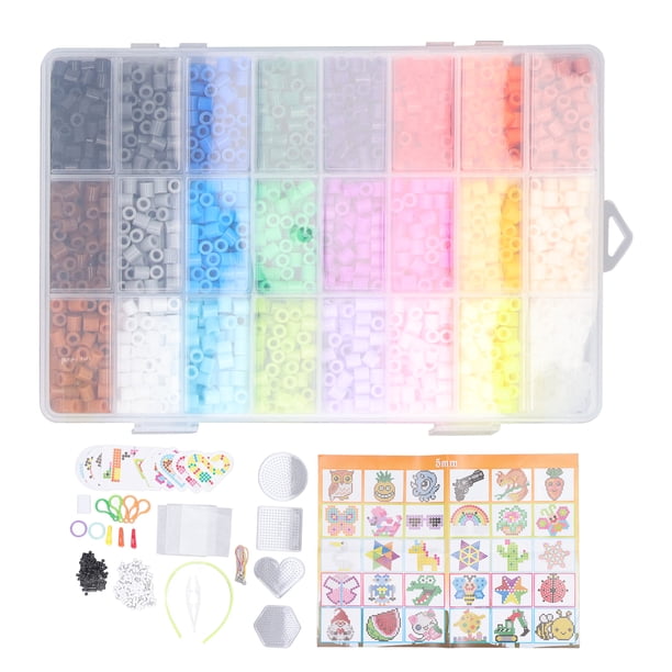 Kit De Manualidades Con Cuentas Fusibles, 5 Mm, 6300 Piezas, Kit De Cuentas De Fusión Para Bricolaje, Cuentas De Colores, Juego De Perlas Para Artes Y Manualidades, Regalos Para Niños, 24 Colores Dife