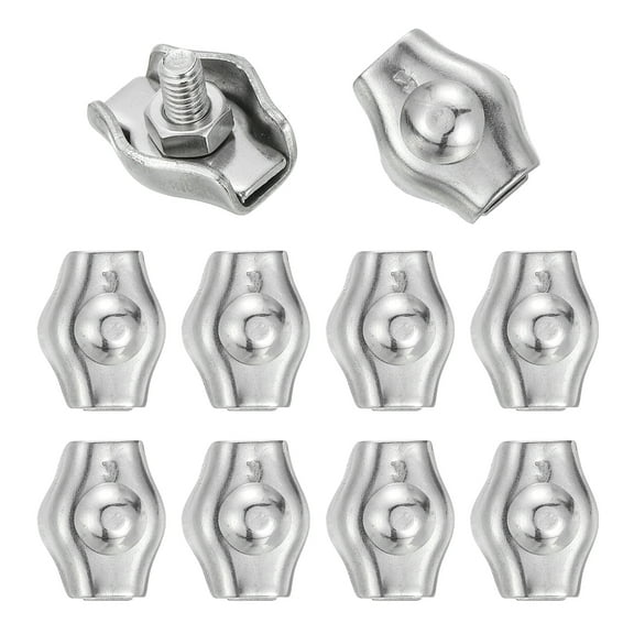 Uxcell M3 304 Stainless Steel Single Wire Rope Clips, Cable Clamp Fixing Clips for 2mm to 2.5mm Diameter Wire Rope Fastener, 10pcs
