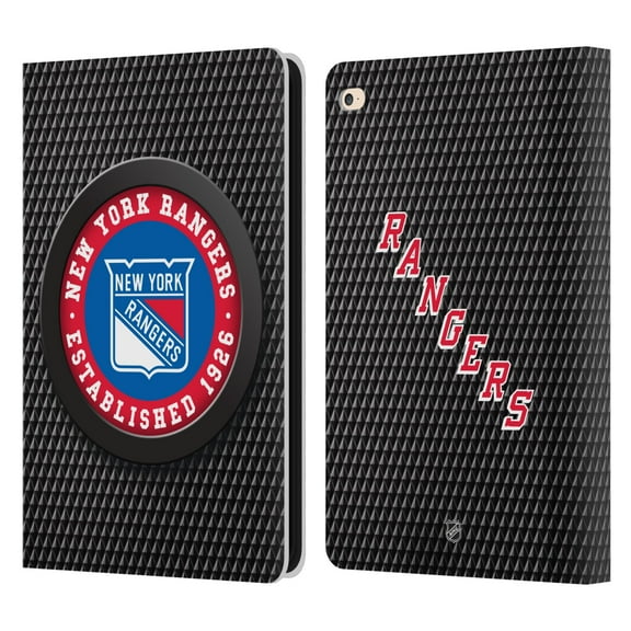 Head Case Designs Officially Licensed NHL New York Rangers Puck Texture Leather Book Wallet Case Cover Compatible with Apple iPad Air 2 (2014)