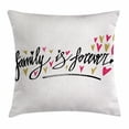thumbnail image 1 of Family Throw Pillow Cushion Cover, Inspirational Phrase Family is Forever Hand Writing Cute Hearts, Decorative Square Accent Pillow Case, 18 X 18 Inches, Light Coffee Hot Pink Black, by Ambesonne, 1 of 2