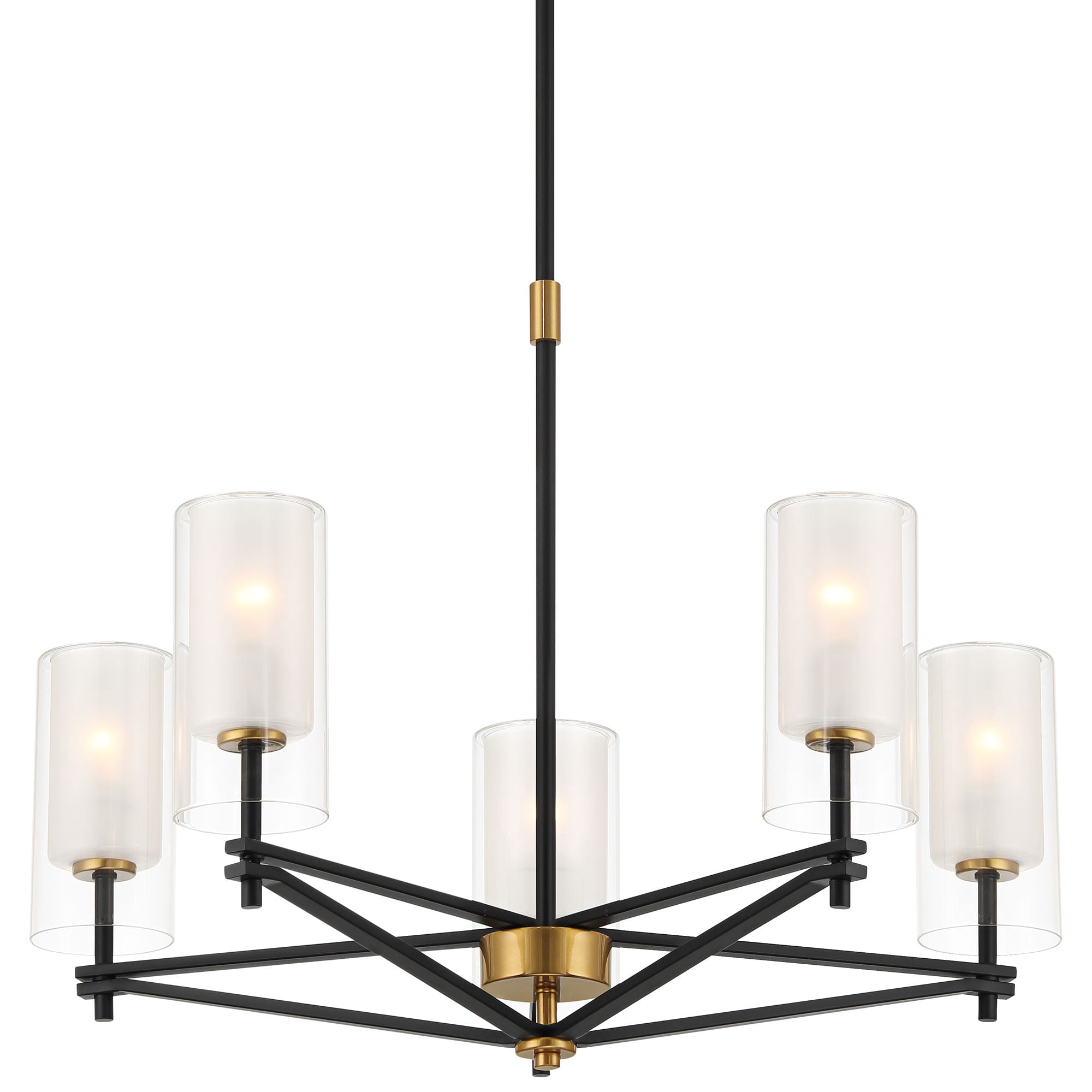 Possini Euro Design Nyack 25" Modern Pendant Chandelier Ceiling Light Fixture Dining Room Over Table Open Frame 5-Light Black Gold Finish