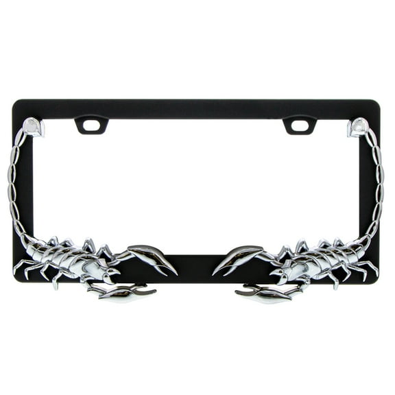 United Pacific 50034 Universal Die-Cast Metal, Chrome Scorpion License Plate Frame Holder for Cars, Trucks, RVs, Semi, Car Accessories - 1 Unit