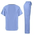 thumbnail image 4 of Scrubs for Women Set Pocket Top & Drawstring Jogger Scrub Pants Stretch Nursing Scrubs Set Uniform Light Blue S, 4 of 4