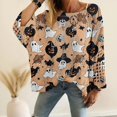 thumbnail image 2 of Certgust Mock Neck Sweatshirt Under $15 Halloween Crochet Pumpkin Sweater Women Oversized Pumpkin Knit Pullover Cozy Fall Sweater, 2 of 4