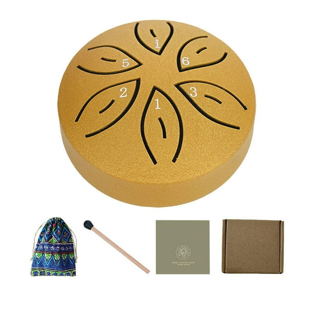 Mini tambor de lengua de acero, tambor de 6 notas de 3 pulgadas, tambor de lluvia exterior, mini tambor de mano para niños adultos, entretenimiento de Oro