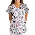 thumbnail image 4 of BDPORKAS Women Scrubs Nurse Uniforms Stretch Short Sleeve with Pockets Scrub Tops Characters Cartoon Cute Soft Nurse Tee, 4 of 5