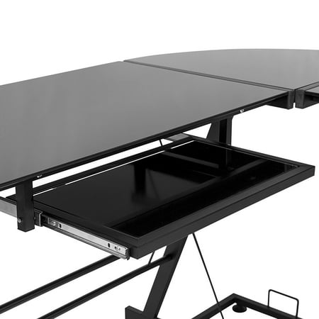 Glass Corner Computer - Best Choice Products L-Shape Computer Desk PC Glass Laptop Table Workstation Corner Home Office Black