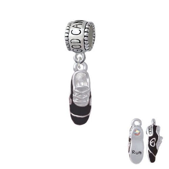 3-D Black Running Shoe - God Can Charm Bead