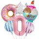 thumbnail image 1 of Set de globos para fiesta de cumpleaños con temática de rosquillas dulces y helados, 1 of 1