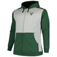 thumbnail image 2 of Men's Fanatics Hunter Green/Heather Gray Milwaukee Bucks Big & Tall Contrast Pieced Stitched Full-Zip Hoodie, 2 of 3