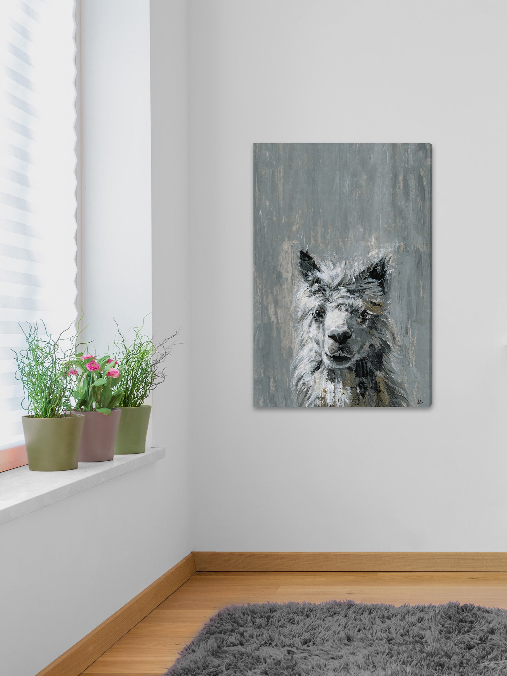 Bonjour Llama II Painting Print on Wrapped Canvas