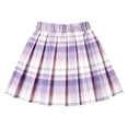 thumbnail image 3 of WOYY Girls School Plaid Pleated Skirt Casual Elastic Waist A Line Uniform Skirt, Purple, Sizes 5-16, 3 of 3