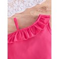 thumbnail image 6 of BemeyourBBs Toddler Baby Girls Summer Outfits Denim 2 Pieces Outfit Baby Girl Summer Clothes Sleeveless One Shoulder Ruffle Tank Vest Tops and Jeans Shorts Set with Belt, 6 of 9