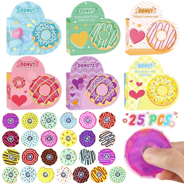 ERHAICAT Set de 25 tarjetas para San Valentín para niños con spinner antiestrés