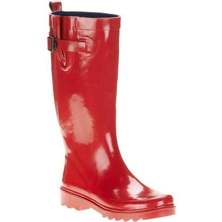 Women's Solid Buckle Rain Boots