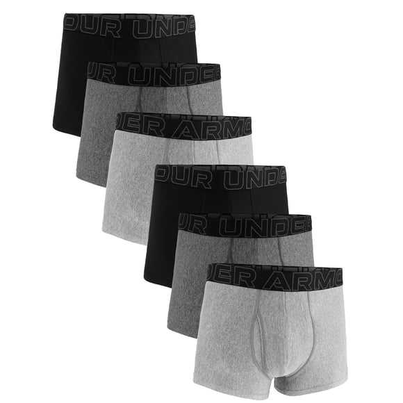 UNDER ARMOUR men's boxer shorts, 6-pack - Performance Tech Trunks Solid 3 in, stretch, solid color Grey/Black 2XL (XX-Large)